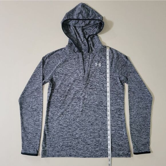 Under Armour Women's HeatGear Long Sleeve Black Heather Hoody - Picture 8 of 15